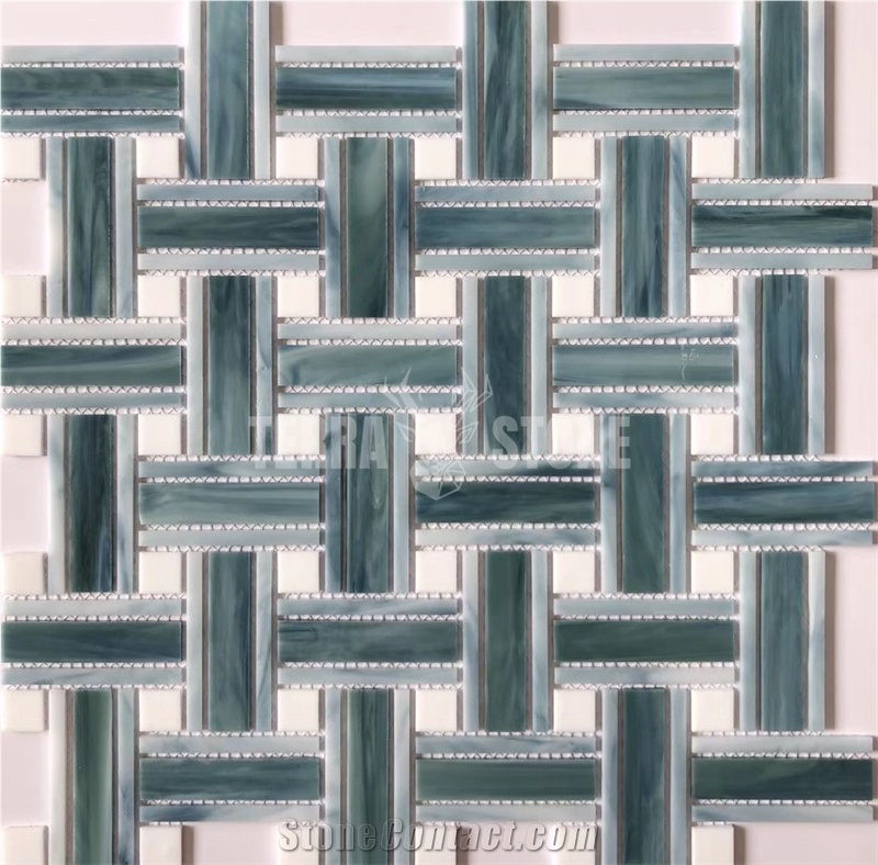 China Factory Regular Marble Basketweave Mosaic Tiles