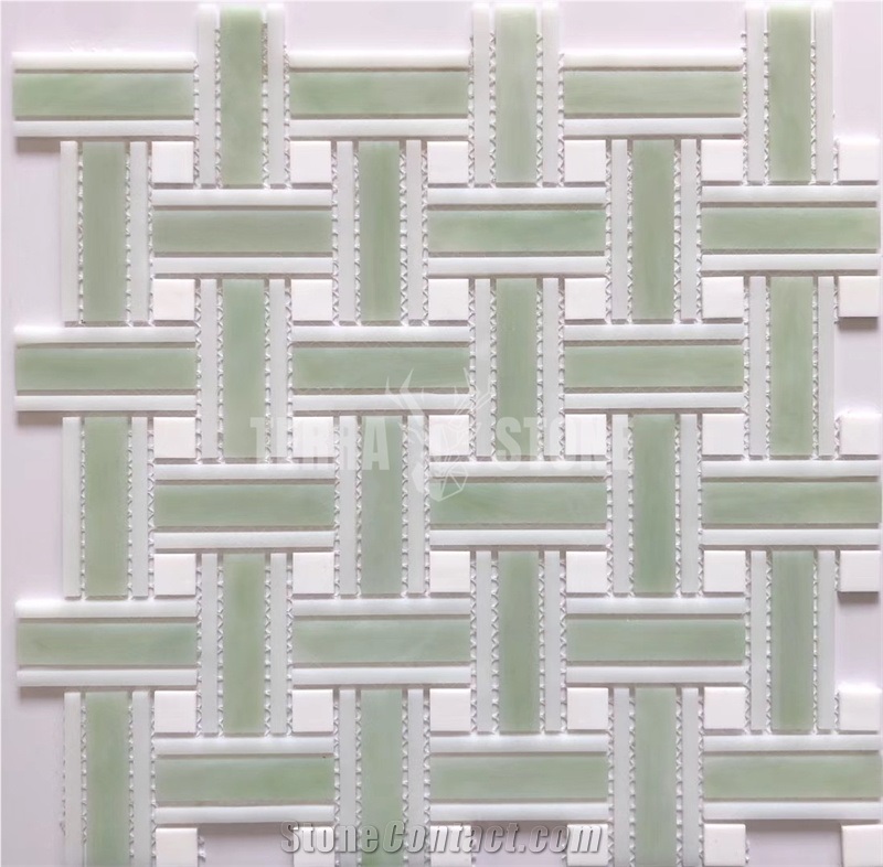 China Factory Regular Marble Basketweave Mosaic Tiles