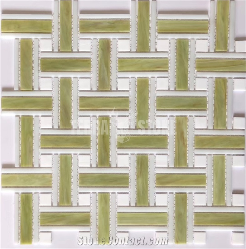 China Factory Regular Marble Basketweave Mosaic Tiles
