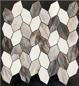 Crystal Glass Leaf Mosaic Tile For Modern Kitchen Backsplash