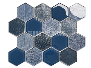 Dark Grey Hexagon Crystal Glass Mosaic--Crystal Glass Mosaic