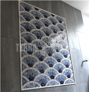 Fan Club Ombre Blue Glass Mosaic Tile For Bathroom