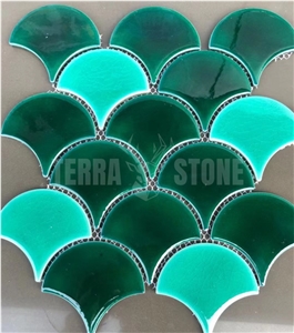 Fish Scale Blue Ceramic Mosaic Tile For Swimming Pool