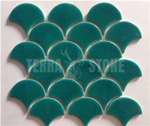 Fish Scale Green Ceramic Mosaic Tile For Swimming Pool