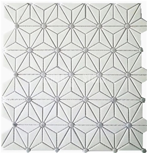 Flower Pattern Ice Jade Glass Art Mosaic Mural
