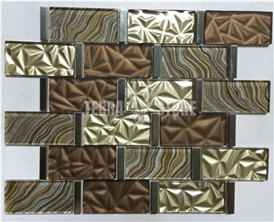 Gold Backsplash Mural Subway Marble Glass Tile Mirror Mosaic