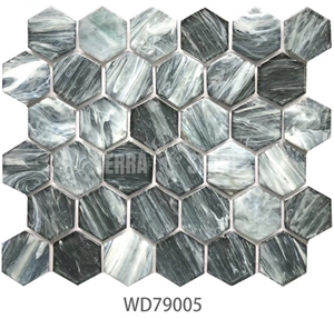 Hexagonal Glass Mosaic Tile For Public And Home Wall Tile