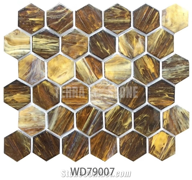 Hexagonal Glass Mosaic Tile For Public And Home Wall Tile