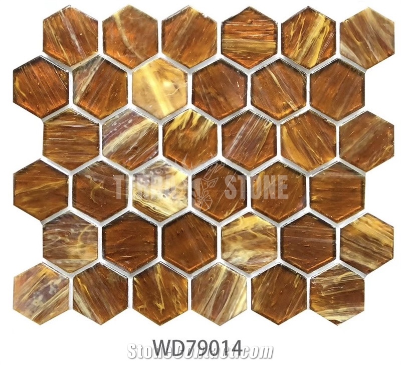 Hexagonal Glass Mosaic Tile For Public And Home Wall Tile