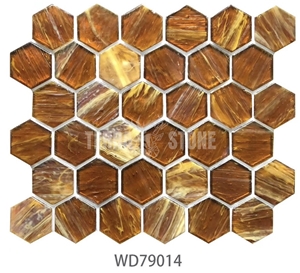 Hexagonal Glass Mosaic Tile For Public And Home Wall Tile
