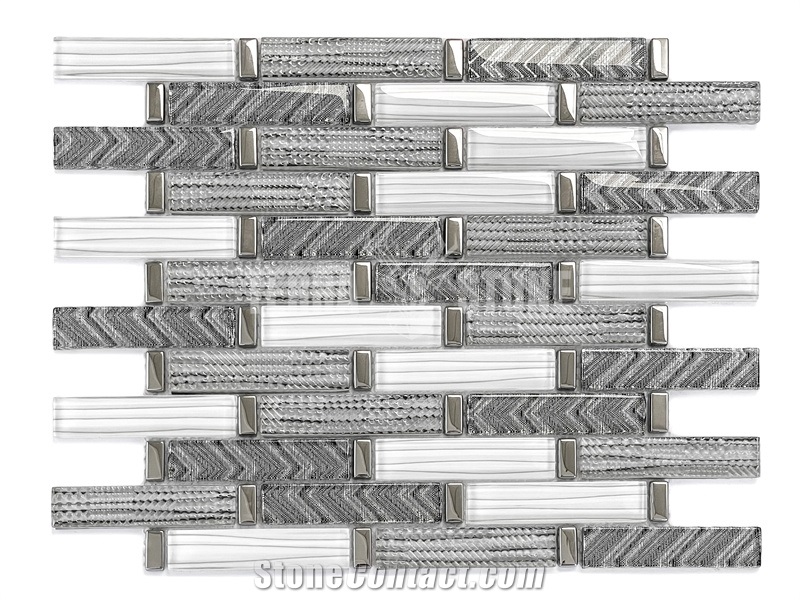 Interior Wall Panel Decoration Subway Glass Tile Black White