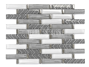Interior Wall Panel Decoration Subway Glass Tile Black White