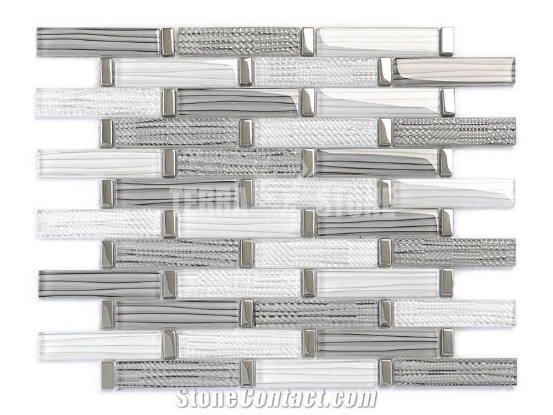 Interior Wall Panel Decoration Subway Glass Tile Black White