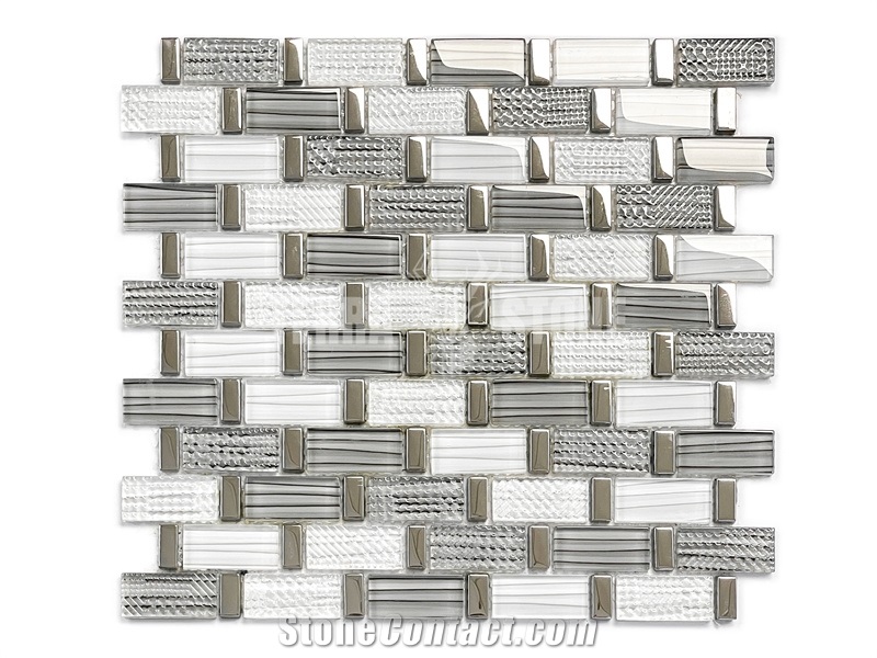 Interior Wall Panel Decoration Subway Glass Tile Black White