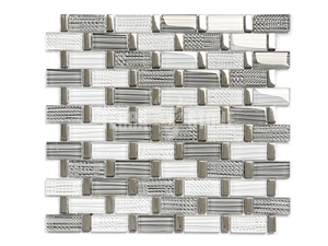 Interior Wall Panel Decoration Subway Glass Tile Black White