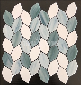 Iredescent Leaves Pattern Mosaic Glass Tile Wall Mosaics