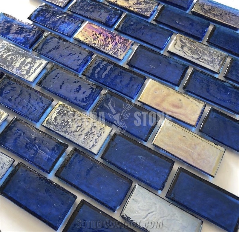 Iridescent Glass Mosaic Tile Blue Mosaics