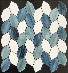 Leaf Glass Mosaic Iredenscent Tiles For Bathroom Mosaics