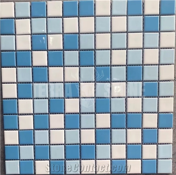 Mixed Color Blue Ceramic Green Mosaic Tile Swimming Pool