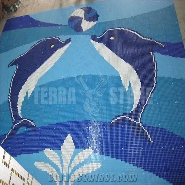 Mixed Color Blue Ceramic Green Mosaic Tile Swimming Pool
