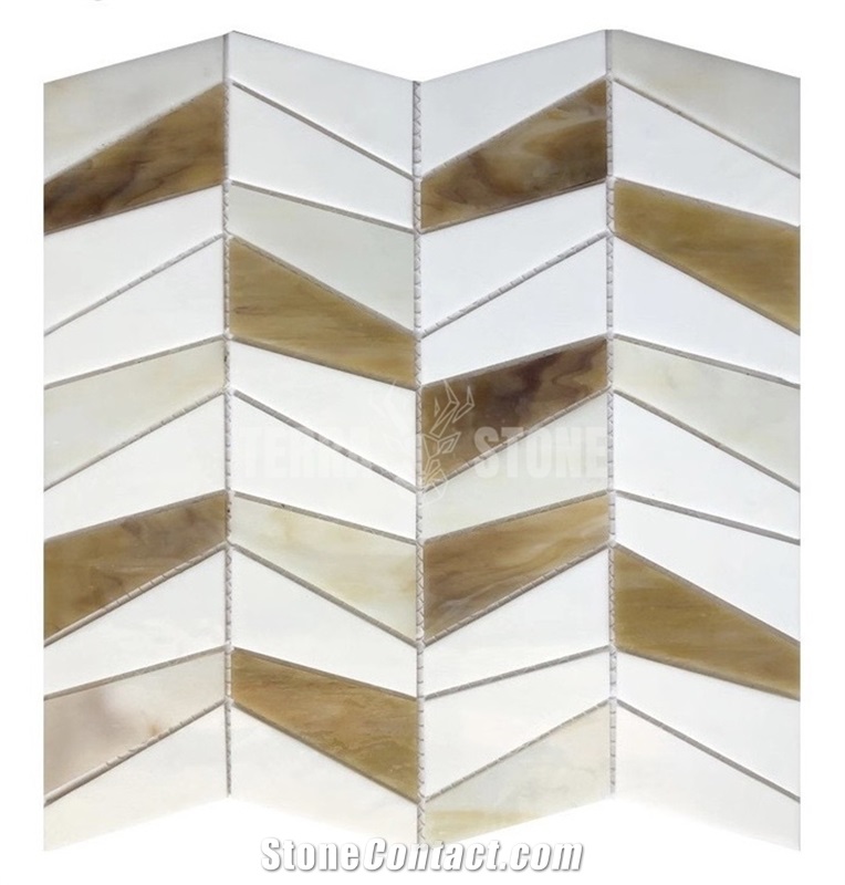 Mixed Color Chevron Kitchen Tiles Stained Glass Mosaic