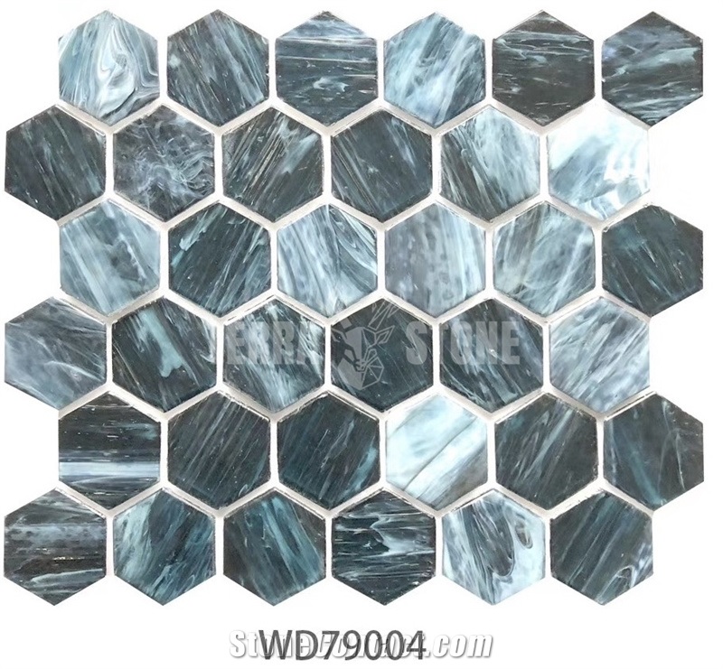 Modern Decoration Iridescent Hexagonal Glass Tile Mosaics