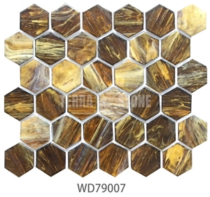 Modern Decoration Iridescent Hexagonal Glass Tile Mosaics