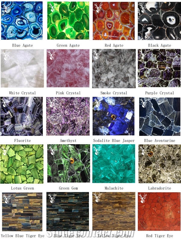 Semiprecious Stone Slabs Tiles Panels For Wall Gemstone