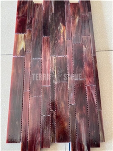 Square Red Mixed 3Mm Thickness Stained Glass Mosaic Tiles