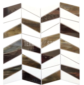 Stained Glass Herringbone Mosaic Patterns For Wall