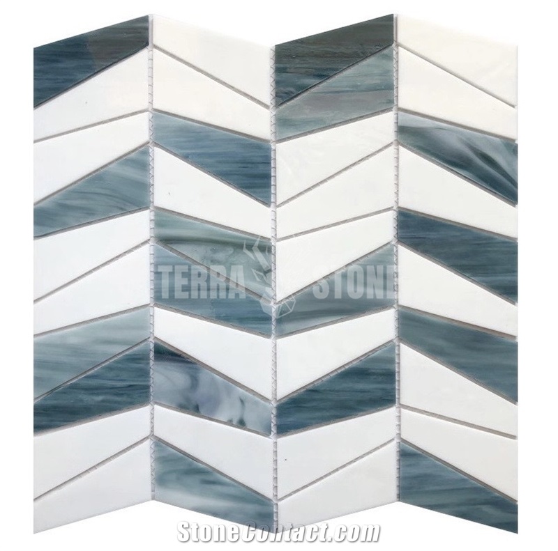 Stained Glass Herringbone Mosaic Patterns For Wall