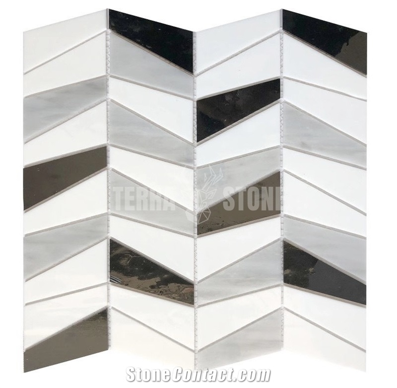 Stained Glass Herringbone Mosaic Patterns For Wall