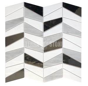 Stained Glass Herringbone Mosaic Patterns For Wall