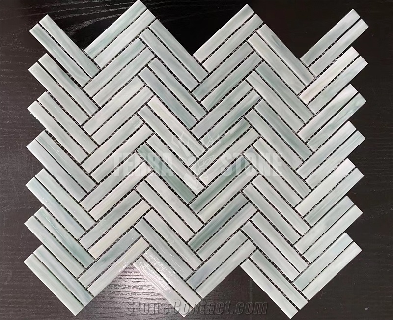 Stained Glass Herringbone Tile Mosaic Patterns For Wall