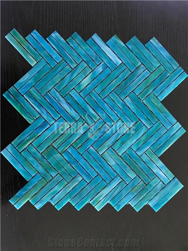 Stained Glass Herringbone Tile Mosaic Patterns For Wall