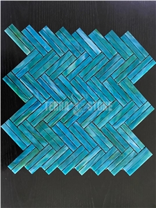 Stained Glass Herringbone Tile Mosaic Patterns For Wall