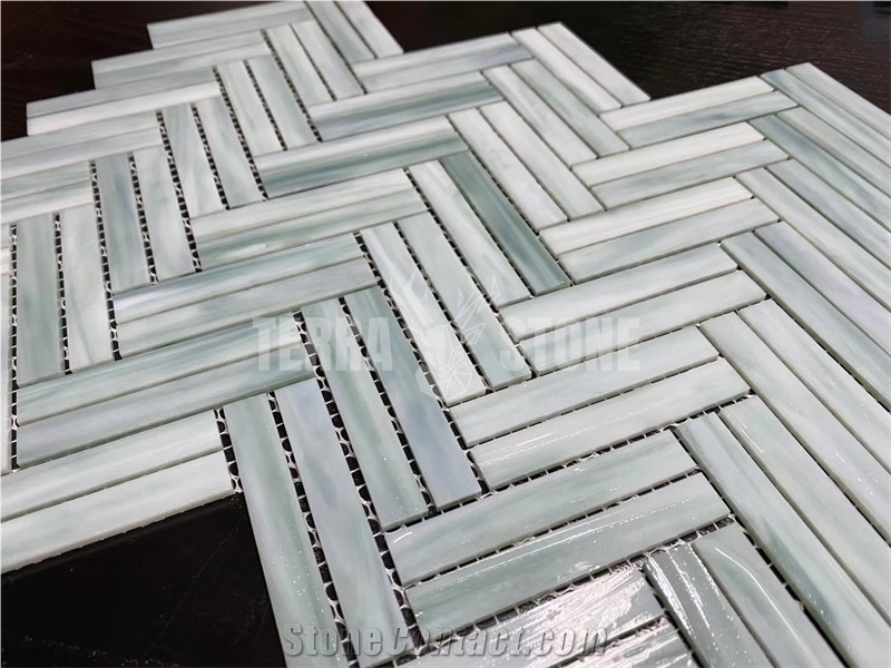 Stained Glass Herringbone Tile Mosaic Patterns For Wall