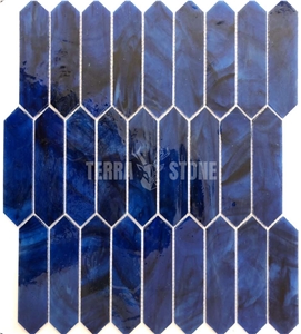 Stained Glass Mosaic Hexagon Artificial Blue Tile Stained Glass Mosaic Hexagon Artificial Blue Tile