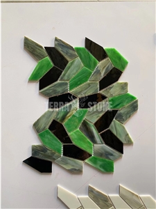 Stained Glass Mosaic Hexagon Artificial Blue Tile