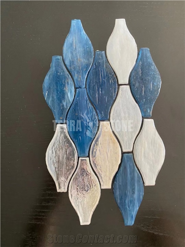 Stained Glass Mosaic Hexagon Artificial Blue Tile