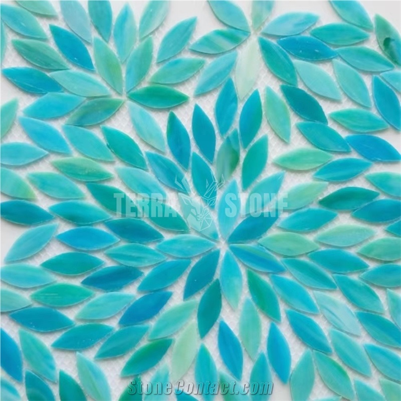 Stained Glass Mosaic Hexagon Artificial Blue Tile