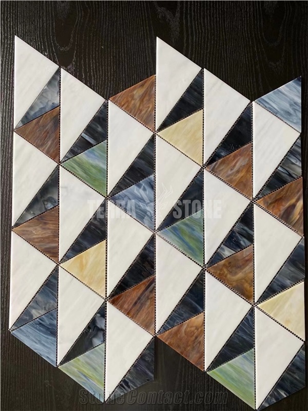 Stained Glass Mosaic Triangle Tile For Kitchen Backsplash