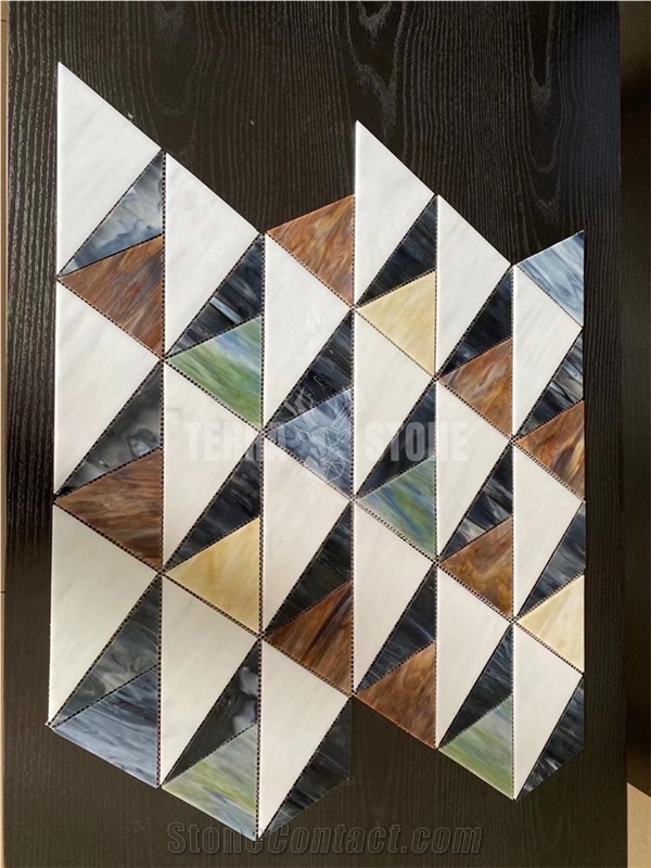 Stained Glass Mosaic Triangle Tile For Kitchen Backsplash