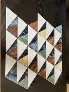 Stained Glass Mosaic Triangle Tile For Kitchen Backsplash