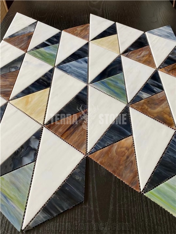 Stained Glass Mosaic Triangle Tile For Kitchen Backsplash