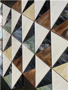 Stained Glass Mosaic Triangle Tile For Kitchen Backsplash