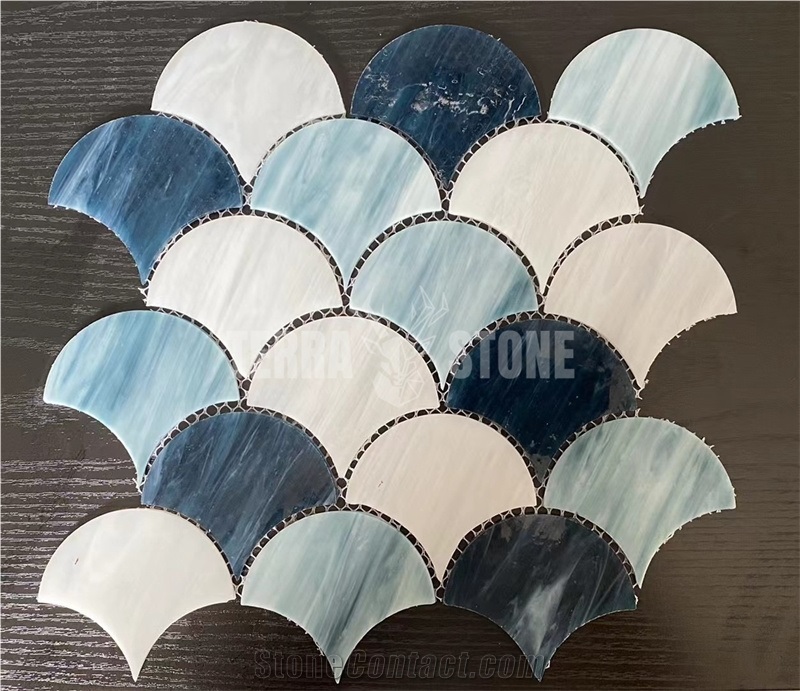 Suppliers Fish Scale Pattern Iridescent Glass Mosaic