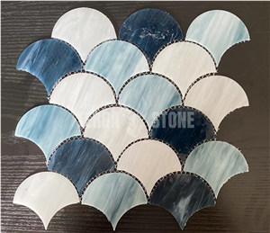 Suppliers Fish Scale Pattern Iridescent Glass Mosaic