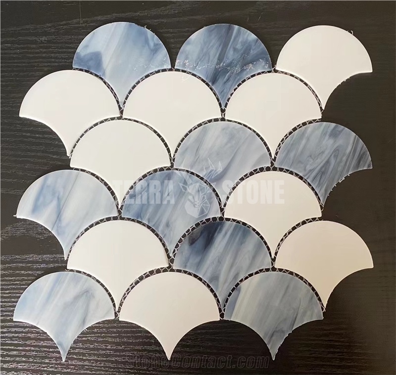Suppliers Fish Scale Pattern Iridescent Glass Mosaic