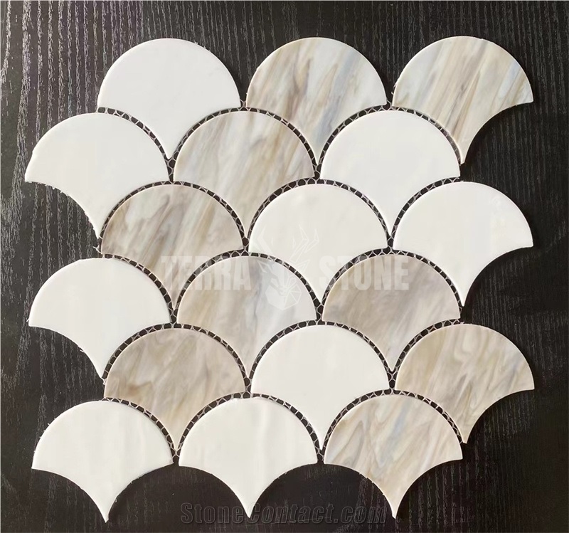 Suppliers Fish Scale Pattern Iridescent Glass Mosaic